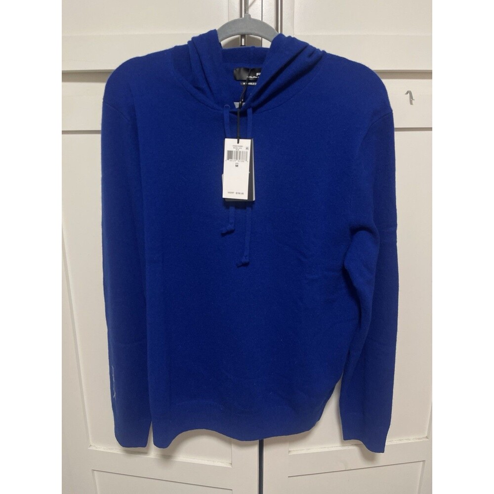 Ralph Lauren RLX Blue Cashmere Hoodie Sweater Washable  Mens Sz M NWT